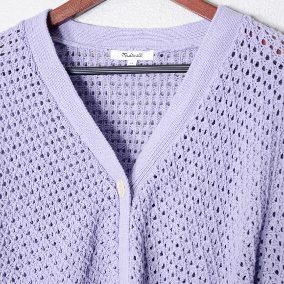 Madewell Textured Knit Cardigan Lilac Size XL Cozycore Clean Girl Soft Minimal - Picture 3 of 8